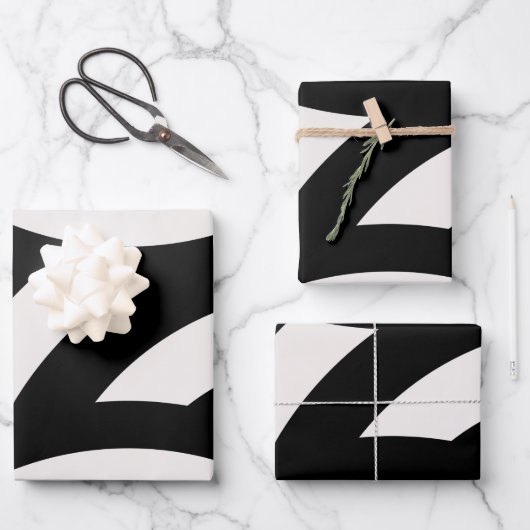 Retro  Abstracte Arches Lines Black White Inpakpapier Vel (Voorkant)