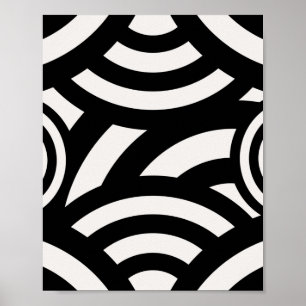 Retro  Abstracte Arches Lines Black White Poster