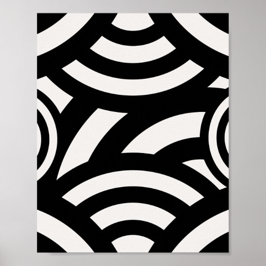 Retro  Abstracte Arches Lines Black White Poster (Voorkant)