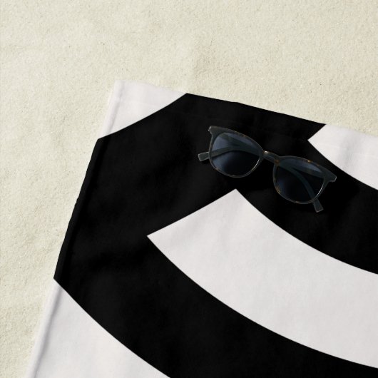 Retro  Abstracte Arches Lines Black White Strandlaken (In situ)