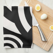 Retro  Abstracte Arches Lines Black White Theedoek (Quarter Fold)
