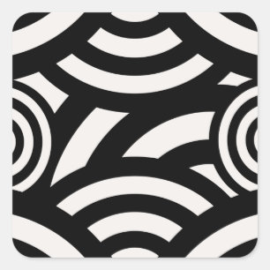 Retro  Abstracte Arches Lines Black White Vierkante Sticker