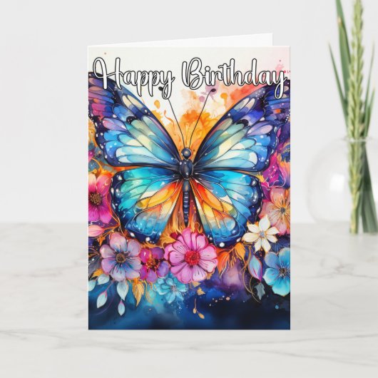 Retro Abstracte artistieke vlinder | Gelukkige ver Kaart (Voorkant)
