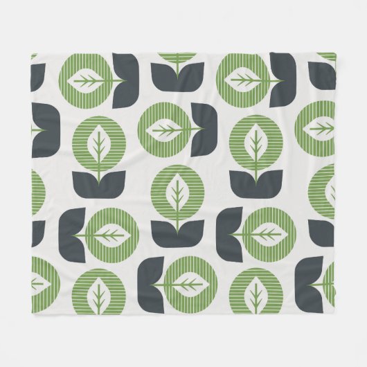 Retro Abstracte bladeren: naadloze  stijl Fleece Deken (Voorkant (Horizontaal))