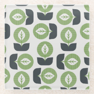 Retro Abstracte bladeren: naadloze  stijl Glazen Onderzetter