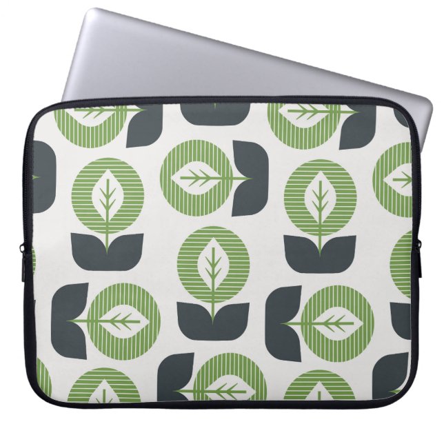 Retro Abstracte bladeren: naadloze  stijl Laptop Sleeve (Voorkant)