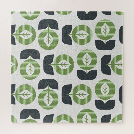 Retro Abstracte bladeren: naadloze  stijl Legpuzzel (Horizontaal)