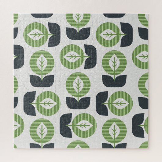 Retro Abstracte bladeren: naadloze  stijl Legpuzzel (Verticaal)