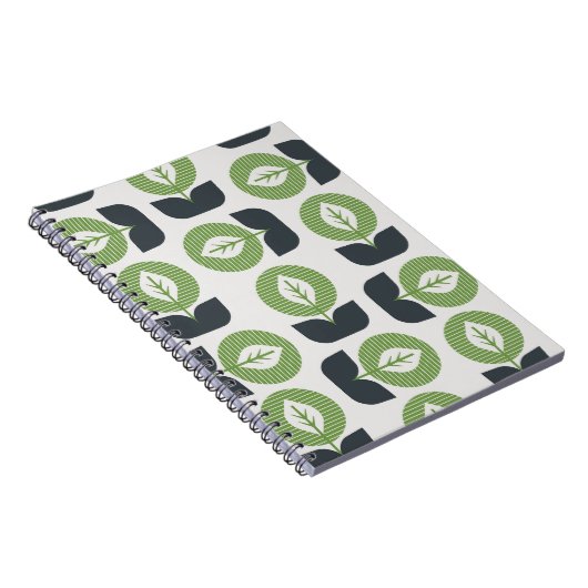 Retro Abstracte bladeren: naadloze  stijl Notitieboek (Rechterzijde)