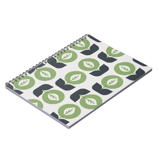 Retro Abstracte bladeren: naadloze  stijl Notitieboek (Linkerzijde)