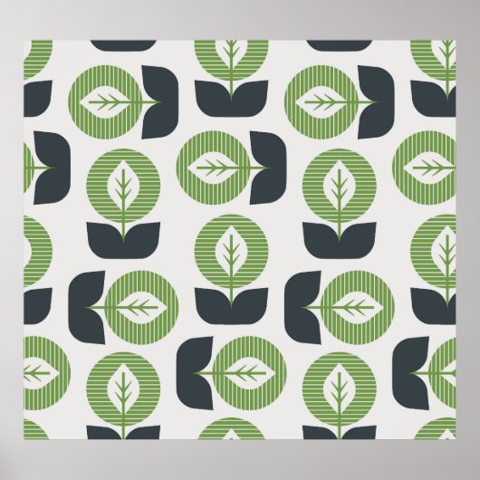 Retro Abstracte bladeren: naadloze  stijl Poster (Voorkant)