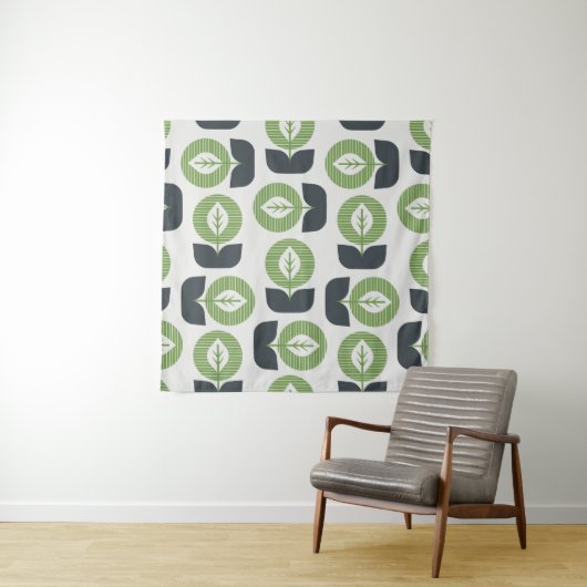 Retro Abstracte bladeren: naadloze  stijl Wandkleed (In situ)