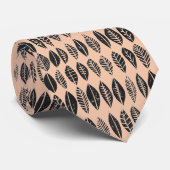 Retro Abstracte bladeren op roze achtergrond Stropdas (Opgerold)