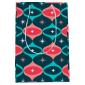 Retro Abstracte Blauwgroen en Koraal Gift Bag Medium Cadeauzakje (Voorkant)