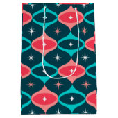 Retro Abstracte Blauwgroen en Koraal Gift Bag Medium Cadeauzakje (Achterkant)