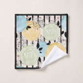 Retro, abstracte bloemen bad handdoek (Wasdoekje)