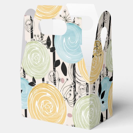 Retro, abstracte bloemen bedankdoosjes (Geopend)