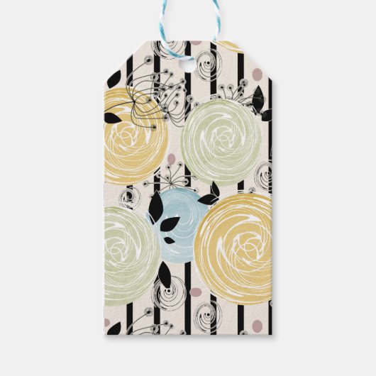Retro, abstracte bloemen cadeaulabel (Voorkant)