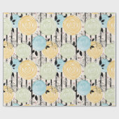 Retro, abstracte bloemen cadeaupapier (Vlak)