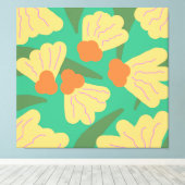 Retro Abstracte Bloemen Canvas Afdruk (Insitu (Houten vloer))