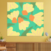Retro Abstracte Bloemen Canvas Afdruk (Insitu (Woonkamer))