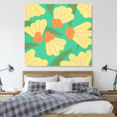 Retro Abstracte Bloemen Canvas Afdruk (Insitu (Slaapkamer))