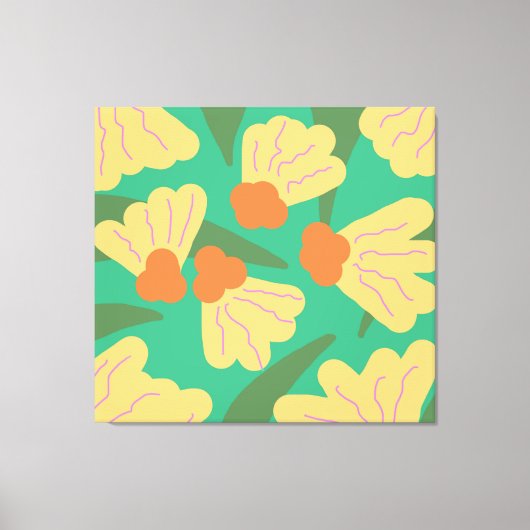 Retro Abstracte Bloemen Canvas Afdruk (Voorkant)