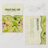 Retro Abstracte Bloemen Collage Sjabloon 2 Visitekaartje (Voorkant / Achterkant)