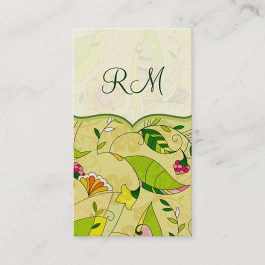 Retro Abstracte Bloemen Collage Sjabloon 3 Visitekaartje (Voorkant)