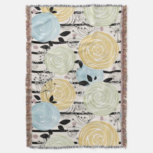 Retro, abstracte bloemen deken (Voorkant Verticaal)