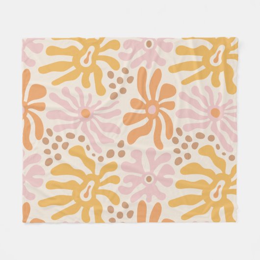 Retro abstracte bloemen fleece deken (Voorkant (Horizontaal))
