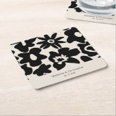 Retro Abstracte Bloemen Huwelijk Kartonnen Onderzetters (Schuin)