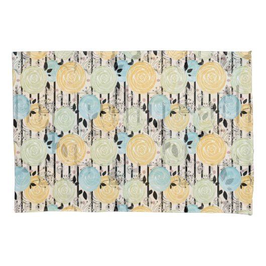 Retro, abstracte bloemen kussensloop (Voorkant)
