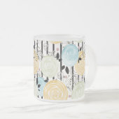 Retro, abstracte bloemen matglas koffiemok (Voorkant rechts)