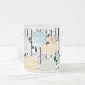 Retro, abstracte bloemen matglas koffiemok (Voorkant links)