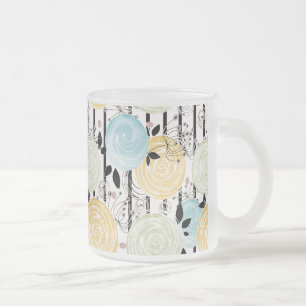 Retro, abstracte bloemen matglas koffiemok