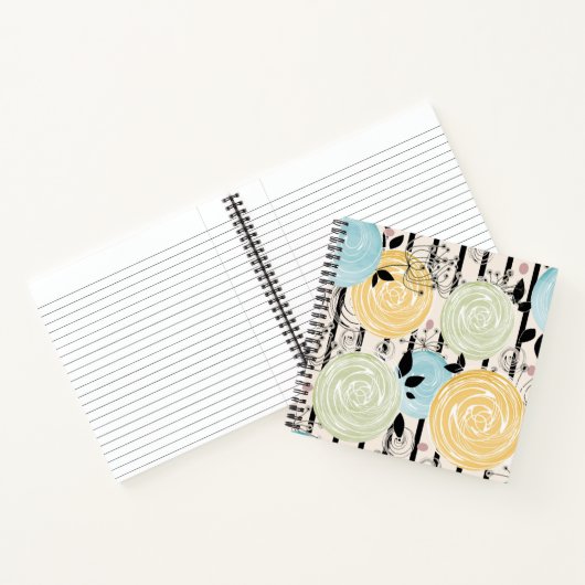 Retro, abstracte bloemen notitieboek (Binnen)