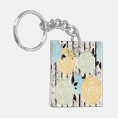 Retro, abstracte bloemen sleutelhanger (Voorkant Links)