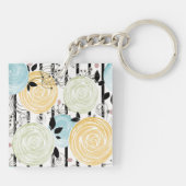 Retro, abstracte bloemen sleutelhanger (Achterkant)