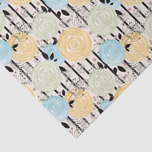 Retro, abstracte bloemen tissuepapier (Detail)