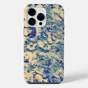 Retro Abstracte Bloemen Vlinder Kunstwerk Tuin iPhone 14 Pro Max Hoesje