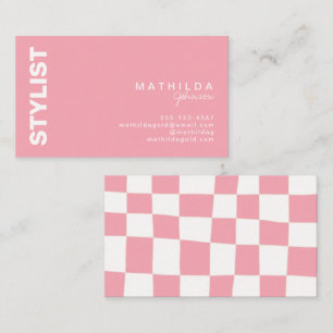 Retro Abstracte Blush White Checkerboard Artsy Visitekaartje