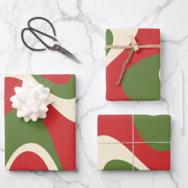 Retro Abstracte Boho Trippy kerstpatronen Inpakpapier Vel