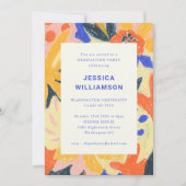 Retro Abstracte Botanische Fun Graduation Party Kaart (Voorkant)