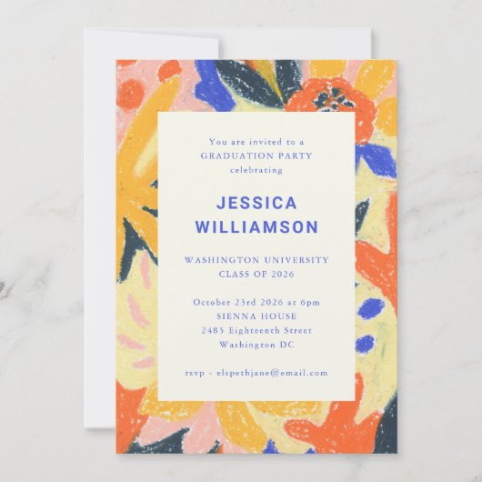 Retro Abstracte Botanische Fun Graduation Party Kaart (Voorkant)