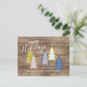 Retro Abstracte de bomen van Pasen op patroon Wood Briefkaart (Staand voorkant)