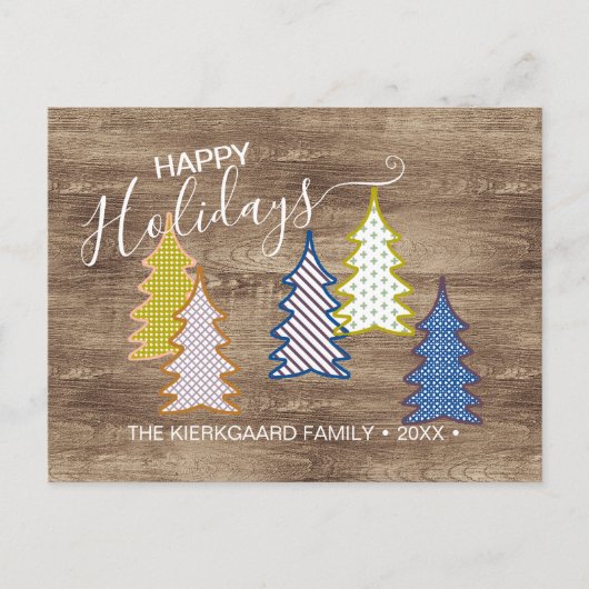 Retro Abstracte de bomen van Pasen op patroon Wood Briefkaart (Voorkant)