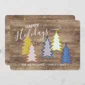 Retro Abstracte de bomen van Pasen op patroon Wood Feestdagenkaart (Voorkant / Achterkant)