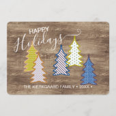 Retro Abstracte de bomen van Pasen op patroon Wood Feestdagenkaart (Voorkant)