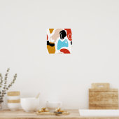 Retro Abstracte Doodle Glamor Finger Line Art Poster (Keuken)
